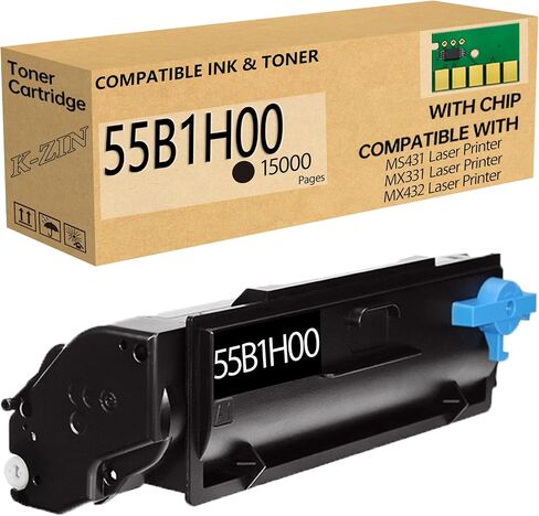 55B1000 خرطوشة الحبر الأسود (مع رقاقة) متوافقة مع خرطوشة الحبر Lexmark 55B1000 55B1H00 لـ MS331DN MS431DN MS431DW MX331ADN MX431ADN MX431ADW MX432ADWE LASER (Black ، 3000 PAGES) in Kuwait