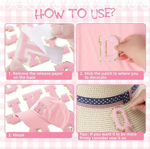 بقع حرف ملصق ذاتي الأبجدية من A إلى Z ، 26pcs من الحديد الوردي على بقع أحرف اسكواش للرقعة لسترات الظهر على الظهر القبعات إصلاح الأبجدية مطرزة in Kuwait