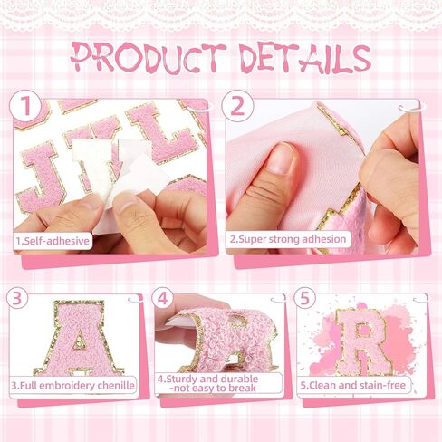 بقع حرف ملصق ذاتي الأبجدية من A إلى Z ، 26pcs من الحديد الوردي على بقع أحرف اسكواش للرقعة لسترات الظهر على الظهر القبعات إصلاح الأبجدية مطرزة in Kuwait