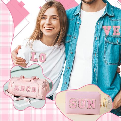 بقع حرف ملصق ذاتي الأبجدية من A إلى Z ، 26pcs من الحديد الوردي على بقع أحرف اسكواش للرقعة لسترات الظهر على الظهر القبعات إصلاح الأبجدية مطرزة in Kuwait