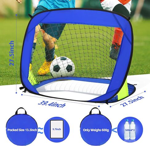 Pop Up Kids Toddler Soccer Goal, 3.3x2.2ft Portable Soccer Goals for Outdoor Indoor, Foldable Backyard Soccer Goal, Mini Soccer Net for Kids with Carry Bag, Orange in Saudi Arabia