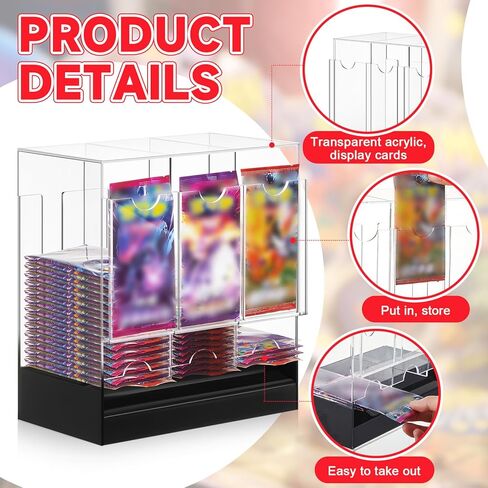 2 Pcs Acrylic Booster Pack Dispenser, 3 Slots Card Dispenser Storage and Organizer, for Trading Card, Booster Packs, Sports & More in Saudi Arabia