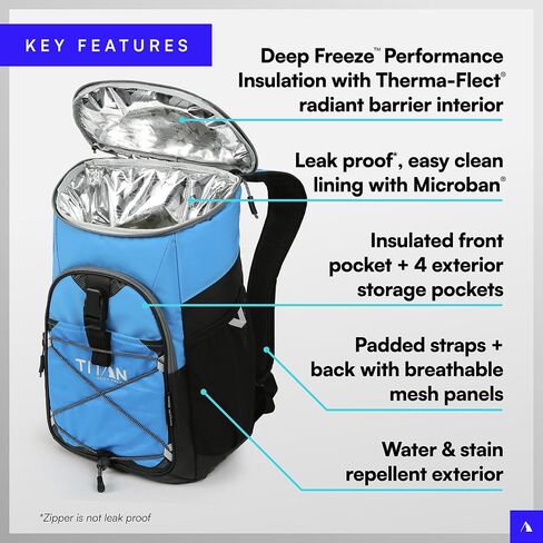 Titan Deep Freeze Backse Backpack Cooler 24 Can Can Boot Bag Indulation ، Seagrass in Kuwait