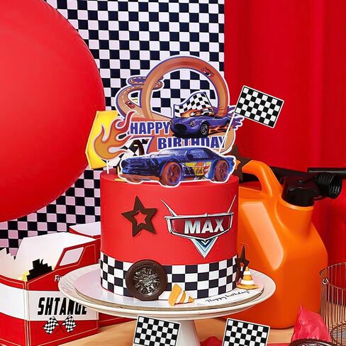 Trucks Cake Topper Truck Cake Decorations Racing Car Checkered Flag Birthday Cake Cupcake Toppers For Kids Boys Truck Themed Racing Car Party Decorations Supplies in Saudi Arabia