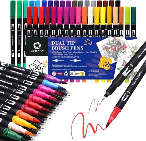 Artecho Glitter Ambens Outline Markers ، 12 ألوانًا وميضًا ، علامات معدنية مزدوجة الخط للبنات العصرية ، الحرف الفنية للمراهقين in Kuwait