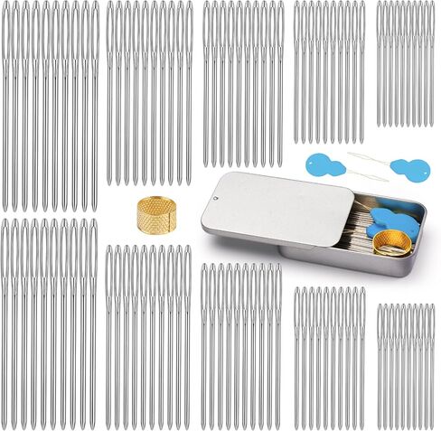 tlkkue 12 pcs/3 أحجام إبر حادة العين الكبيرة ، إبرة خيوط الفولاذ المقاوم للصدأ مع threadle الإبرة ، إبرة نسيج لخياطة الحياكة الكروشيه التطريز (الفضة) in Kuwait