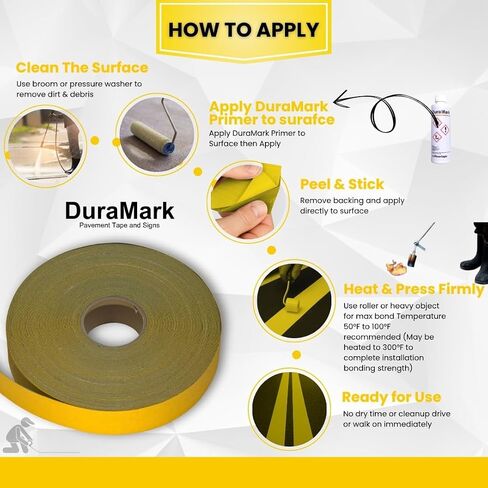 Yellow Outdoor Pavement Marking Tape, Flexible Polymer Rubber Base for Asphalt & Concrete Surfaces - 4 Inches x 150 Feet in Saudi Arabia