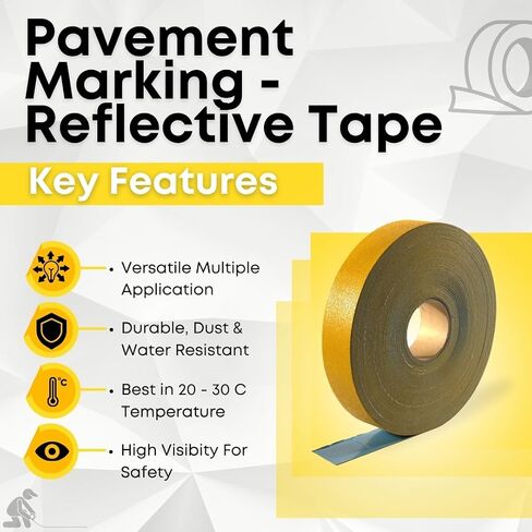Yellow Outdoor Pavement Marking Tape, Flexible Polymer Rubber Base for Asphalt & Concrete Surfaces - 4 Inches x 150 Feet in Saudi Arabia