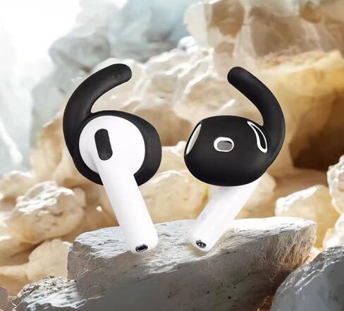 3 Pairs Ear Tips for AirPods 4 Ear Hooks Anti-Slip Accessories Compatible with Apple AirPods 4th Generation-Black in Kuwait