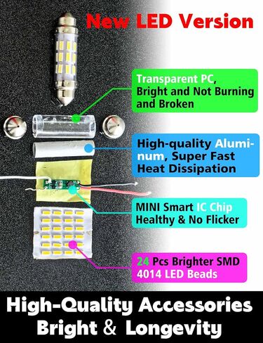 T10 194 168 LED Dome Light Bulbs, 300lm 6000K White Super Bright 2825 W5W LED Interior Bulbs, 3w AC/DC12V-24V T10 Wedge for RV Car Dome Map Door Courtesy Trunk License Plate Light, Non-Dimmable, 2pcs in Saudi Arabia