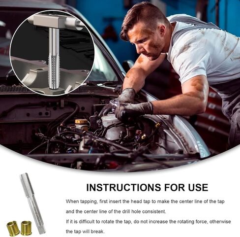 Spark Plug Thread Repair Kit, M14×1.25 Inserts and M16×1.25 Tap Spark Plug Rethreading Set, Stainless Steel Thread Repair Tool Kit for Automotive Gasoline Engines Generators in Kuwait