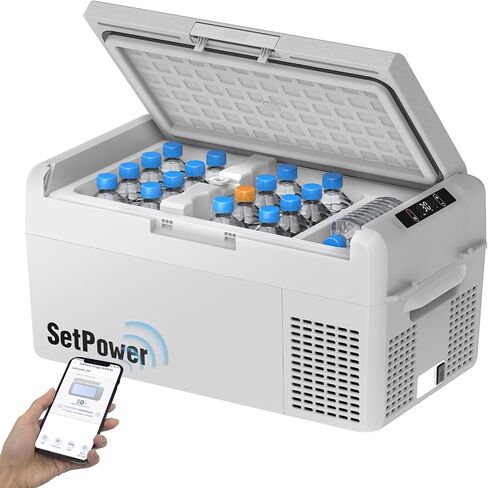 Setpower 12V Refrigerator 21 Quart Portable Freezer 50 Hours Backup Cooling,Electric Cooler for Vehicles Car Refrigerator 12V Portable Fridge for Car Camping Truck Van RV SUV Road Trip Travel RF20 in Kuwait