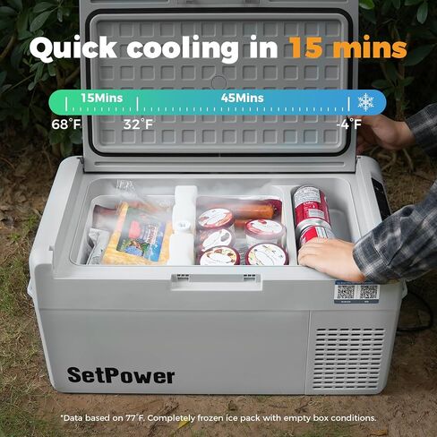 Setpower 12V Refrigerator 21 Quart Portable Freezer 50 Hours Backup Cooling,Electric Cooler for Vehicles Car Refrigerator 12V Portable Fridge for Car Camping Truck Van RV SUV Road Trip Travel RF20 in Kuwait