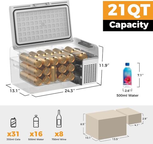 Setpower 12V Refrigerator 21 Quart Portable Freezer 50 Hours Backup Cooling,Electric Cooler for Vehicles Car Refrigerator 12V Portable Fridge for Car Camping Truck Van RV SUV Road Trip Travel RF20 in Kuwait