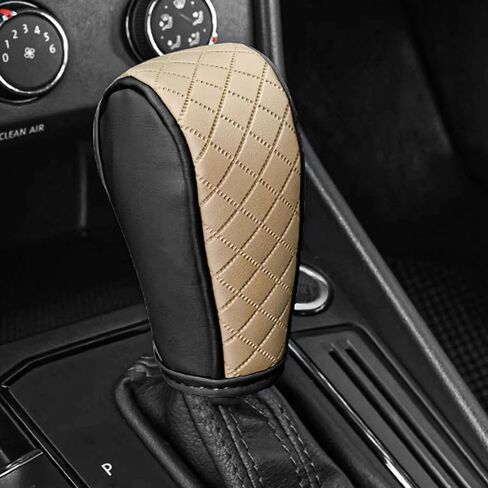 Leather Car Gear Shift Knob Cover, Upgraded Anti-Slip Design Stick Shift Knob Cover, Universal Durable Car Decorative Accessories Shifter Stick Protector Suitable for Cars,Trucks,SUVs (Black) in Saudi Arabia