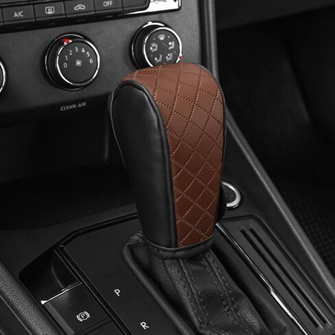 Leather Car Gear Shift Knob Cover, Upgraded Anti-Slip Design Stick Shift Knob Cover, Universal Durable Car Decorative Accessories Shifter Stick Protector Suitable for Cars,Trucks,SUVs (Black) in Saudi Arabia