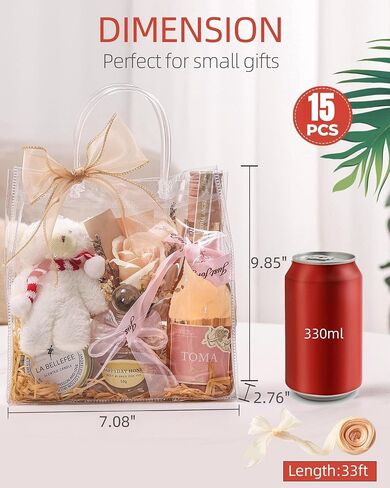 25 PCS Clear Gift Bags with Handles, Transparent Party Favor Bags, Reusable with Ribon, Ideal for Halloween, Christmas, Weddings, Birthdays, and Celebrations in Saudi Arabia