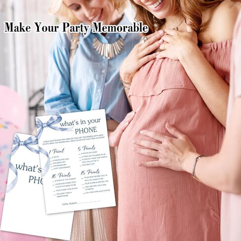 Draw Baby - Baby Shower Game Set, 30 Blue Bow Baby Shower Game Cards, Game Cards for Baby Announcement Gender Reveal, Baby Shower Party & Activities Supplies -B20 in Saudi Arabia