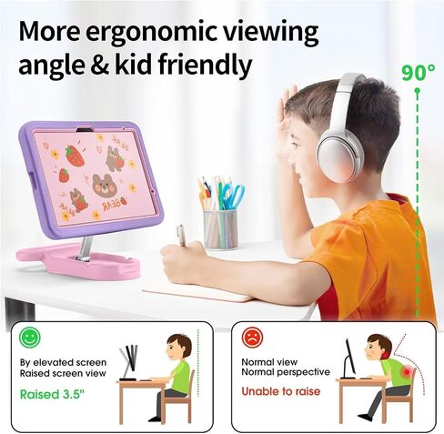 Kids Case for iPad (A16) 11th/10th Generation 11''/10.9'' 2025/2022,Child Friendly Case with Adjustable Stand,Fully-Body Shockproof Protective Cover for iPad Air 11 (M3/M2) 2025/2024.(Black-Blue) in Kuwait