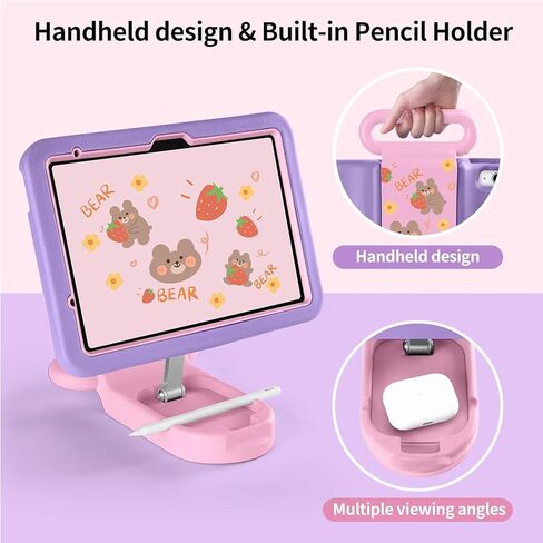 Kids Case for iPad (A16) 11th/10th Generation 11''/10.9'' 2025/2022,Child Friendly Case with Adjustable Stand,Fully-Body Shockproof Protective Cover for iPad Air 11 (M3/M2) 2025/2024.(Black-Blue) in Kuwait