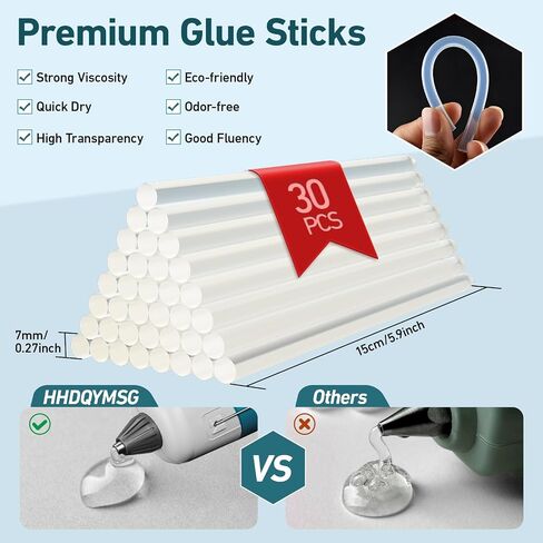 Hot Glue Gun Cordless, HHDQYMSG Hot Glue Gun and Sticks Set, 30PCS Premium Glue Sticks & 1m USB-C Cable, 2600mAh Built-in Battery Suitable for DIY Craft, Home Repair in Saudi Arabia