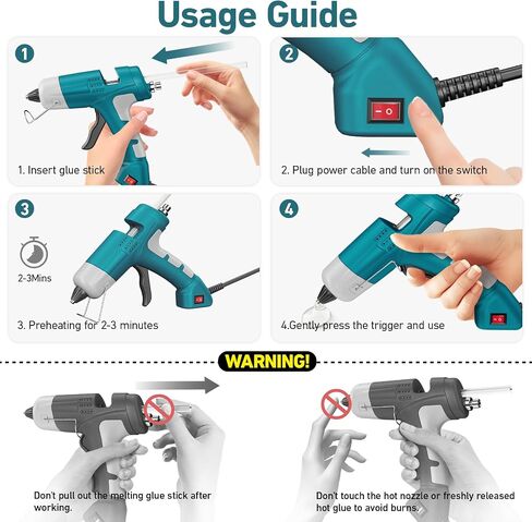 Hot Glue Gun Cordless, HHDQYMSG Hot Glue Gun and Sticks Set, 30PCS Premium Glue Sticks & 1m USB-C Cable, 2600mAh Built-in Battery Suitable for DIY Craft, Home Repair in Saudi Arabia