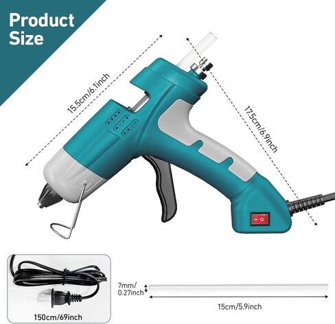 Hot Glue Gun Cordless, HHDQYMSG Hot Glue Gun and Sticks Set, 30PCS Premium Glue Sticks & 1m USB-C Cable, 2600mAh Built-in Battery Suitable for DIY Craft, Home Repair in Saudi Arabia