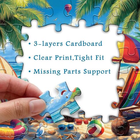 Beach Sunset 1000 Piece Puzzle for Adults, PICKFORU Summer Seaside Surfboard Jigsaw Puzzles, Colorful Hard Beach Vacation Theme as Art Decor in Saudi Arabia