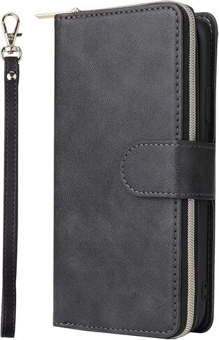 ZCDAYE Wallet Case for iPhone Xs Max 6.5",Premium[Magnetic Closure][Zipper Pocket] Folio PU Leather Flip Cover with 9 Card Slots Kickstand-Dark Blue in Kuwait