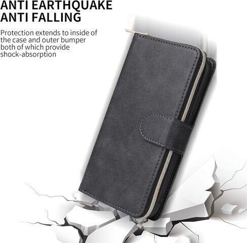 ZCDAYE Wallet Case for iPhone Xs Max 6.5",Premium[Magnetic Closure][Zipper Pocket] Folio PU Leather Flip Cover with 9 Card Slots Kickstand-Dark Blue in Kuwait
