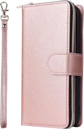 ZCDAYE Wallet Case for iPhone Xs Max 6.5",Premium[Magnetic Closure][Zipper Pocket] Folio PU Leather Flip Cover with 9 Card Slots Kickstand-Dark Blue in Kuwait
