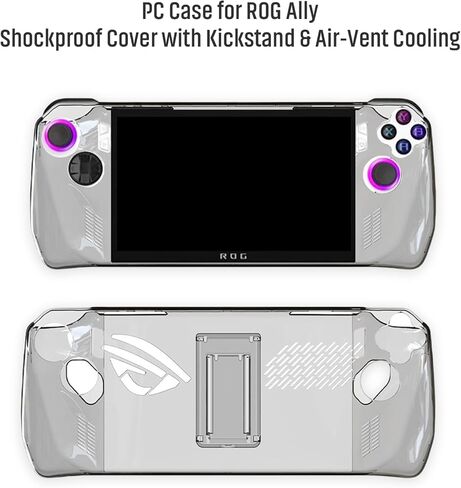 Protective Case for ROG Ally, Crystal Cover, PC Shell with Kickstand, Heat Dissipation, Anti-Slip/Scratch/Fingerprint, Ergonomic Grip, Lightweight Durable (Clear) in Kuwait