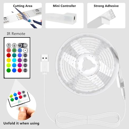 Pangton Villa Led Strip Lights 8.2 قدمًا لتلفزيون 40-60 بوصة ، مجموعة الإضاءة الخلفية لـ USB LED مع Remote - 16 Color 5050 LEDS Bias Lighting for HDTV in Saudi Arabia