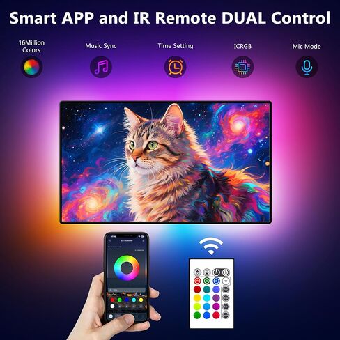 Pangton Villa Led Strip Lights 8.2 قدمًا لتلفزيون 40-60 بوصة ، مجموعة الإضاءة الخلفية لـ USB LED مع Remote - 16 Color 5050 LEDS Bias Lighting for HDTV in Saudi Arabia