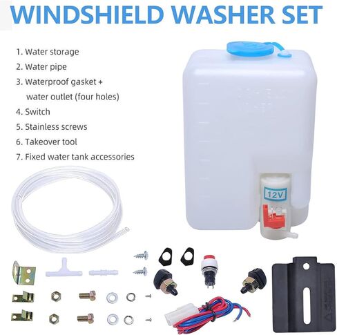 Wadoy Universal Windshield Washer Pump Reservoir Kit 99300 Fluid Reservoir Tank Bottle with Pump in Saudi Arabia