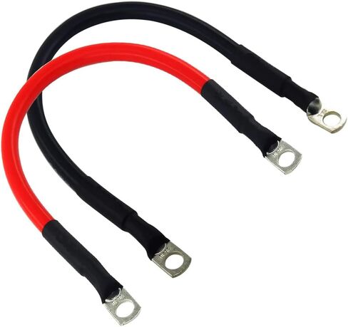 كابل عاكس بطارية 30 سم مع محطات ، 12V-24V ، 25 مم ، 3AWG (الحد الأقصى 125A) ، بطارية تلقائية تؤدي إلى اللون الأحمر والأسود للشاحنة ، دراجة نارية ، الطاقة الشمسية ، RV ، البحرية in Kuwait
