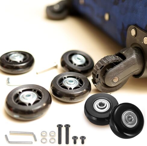مجموعة uxcell مكونة من 1 عجلات أمتعة بديلة 84 × 24 مم/3.3 بوصة × 0.9 بوصة عجلات مطاطية دوارة تحمل عجلات إصلاح لحقيبة التزلج الخارجية، أسود in Saudi Arabia
