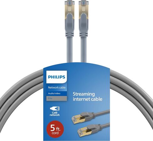 Philips Cat6 Ethernet Cable, Extra Long 7 Ft Cord, 10 Gbps, 250Mhz, Gold Plated RJ45M Connector, for Computer, Game Console, Cable/DSL Modem, Network Switch, Streaming Device, Blue, SWR3913BL/37 in Kuwait