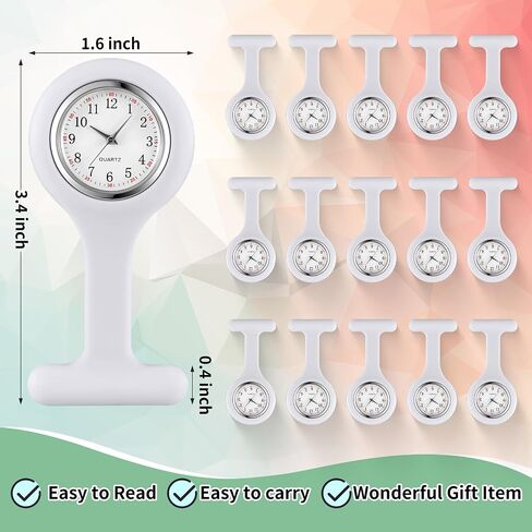 Kenning 15 Pack Clip on Nurse Watches for Women Men, Silicone Lapel Pin Pocket Fob Stethoscope Watches with Second Hand for Doctor Nurse Student Graduation Xmas Birthday Gifts(Multicolor) in Kuwait