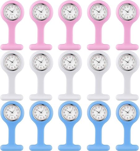 Kenning 15 Pack Clip on Nurse Watches for Women Men, Silicone Lapel Pin Pocket Fob Stethoscope Watches with Second Hand for Doctor Nurse Student Graduation Xmas Birthday Gifts(Multicolor) in Kuwait