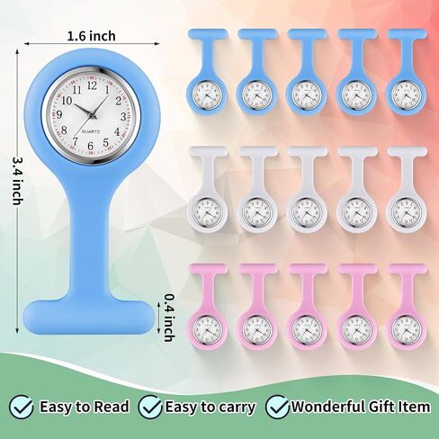 Kenning 15 Pack Clip on Nurse Watches for Women Men, Silicone Lapel Pin Pocket Fob Stethoscope Watches with Second Hand for Doctor Nurse Student Graduation Xmas Birthday Gifts(Multicolor) in Kuwait