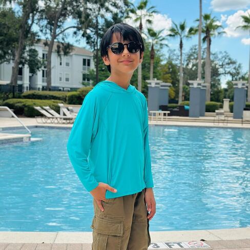 BIG ELEPHANT 2 Pack Boys Athletic Hoodie UPF 50+ Long Sleeve Rashguard Mesh Moisture Wicking Active Performance T Shirt in Kuwait