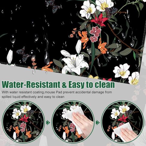 Colorful Flowers Desk Matt for Desktop, Mouse Pad Mat, Desk Mat for Keyboard and Mouse, XXL Large Mouse Pad for Desk, Anti-Slip Big Mousepad with Stitched Edges, Mouse Mat for Computer Laptop Women in Kuwait