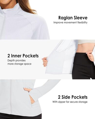 Boladeci Women's Athletic Jackets Lightweight UPF 50+ Sun Shirts Long Sleeve Full Zip Up Quick Dry Running Workout Jackets in Saudi Arabia