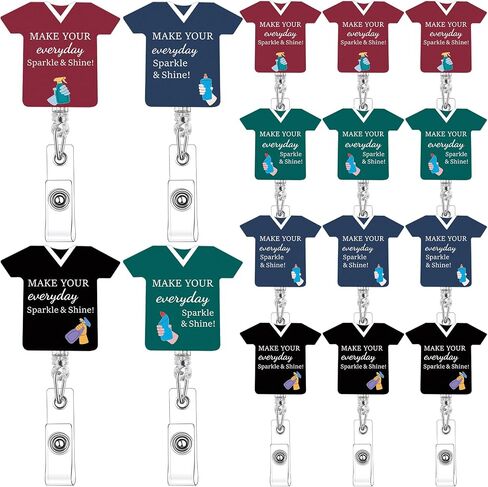 Geyoga 12 Pcs Housekeeping Appreciation Badge Reels Patient Access Week Gifts Retractable ID Badge Holder Clip for Nurse Hospital Cleaning Your Worries Away for Customer Service Staff Coworker in Saudi Arabia