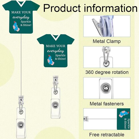 Geyoga 12 Pcs Housekeeping Appreciation Badge Reels Patient Access Week Gifts Retractable ID Badge Holder Clip for Nurse Hospital Cleaning Your Worries Away for Customer Service Staff Coworker in Saudi Arabia