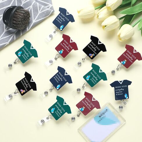 Geyoga 12 Pcs Housekeeping Appreciation Badge Reels Patient Access Week Gifts Retractable ID Badge Holder Clip for Nurse Hospital Cleaning Your Worries Away for Customer Service Staff Coworker in Saudi Arabia