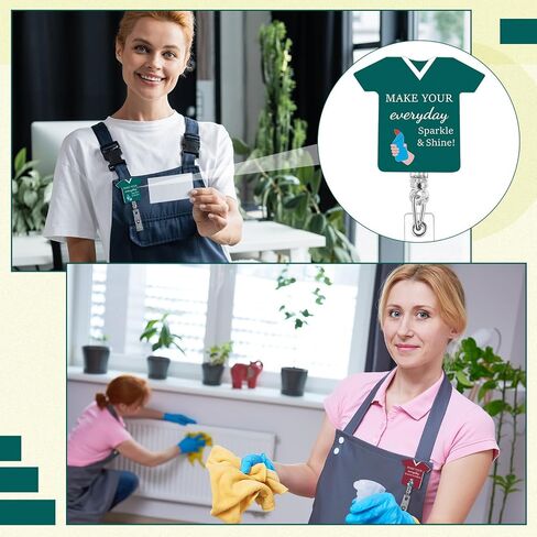 Geyoga 12 Pcs Housekeeping Appreciation Badge Reels Patient Access Week Gifts Retractable ID Badge Holder Clip for Nurse Hospital Cleaning Your Worries Away for Customer Service Staff Coworker in Saudi Arabia