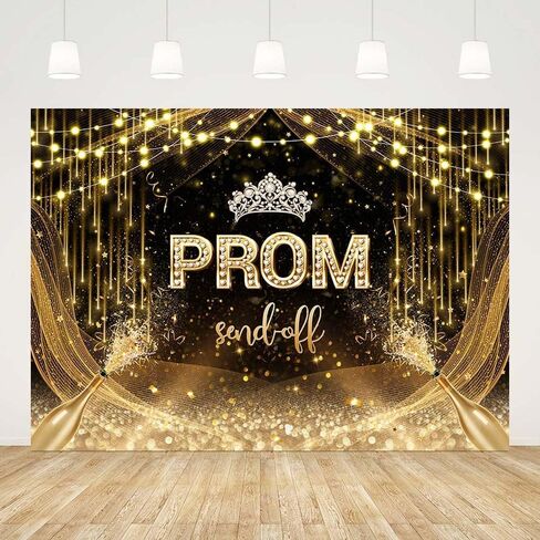 7x5ft Prom 2025 Backdrop Black Gold Prom Serving Off Photography Background Gold Glitter Champagne تهانينا التخرج حفلة موسيقية 2025 Party Decorations Banner Photo Studio Props in Kuwait