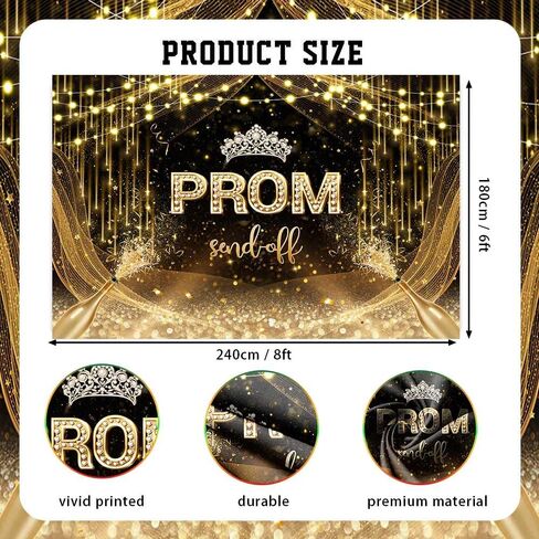 7x5ft Prom 2025 Backdrop Black Gold Prom Serving Off Photography Background Gold Glitter Champagne تهانينا التخرج حفلة موسيقية 2025 Party Decorations Banner Photo Studio Props in Kuwait